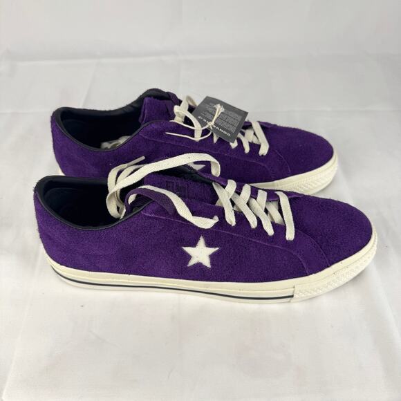 Converse One Star Low Top Unisex Sneakers Size 10.5 Purple Suede White Star Logo - Picture 2 of 15